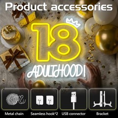 Happy Birthday Neon Sign – Dimmable LED Light Up Wall Decor for 18th Party, USB