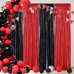 Black Sequin Backdrop Curtains, 2 Panels 2FTx8FT Glitter Photo Booth Backdrop