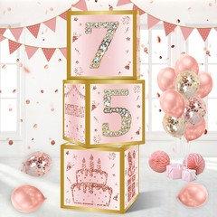 75th Birthday Decorations Boxes for Women – 3PCS Pink Rose Gold Happy 75th Bi…