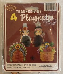 4 Pack Honeycomb Thanksgiving Playmates 5″ Top Quality By Beistle 1986 USA Made