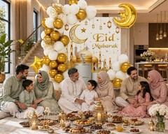 Eid Mubarak Decorations – 70PCS White Gold Ramadan Confetti Balloons with Mub…