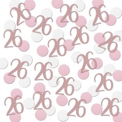 200 PCS Rose Gold 26 Confetti 26th Glitter Birthday Number Table Decoration