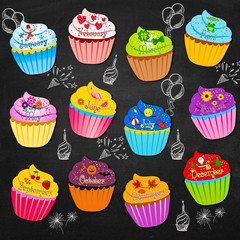 12 Pcs Colorful Cupcake Cutouts Birthday Classroom Bulletin Board Decorations 9.