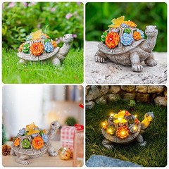 Solar Garden Outdoor Statues with Succulent and 7 LED Lights – Lawn Decor Tor…