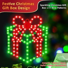Christmas Decorations Gift Boxes Window 354 LED Lights Xmas Gift 3 Pack