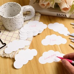 200 Pcs White Cloud Cutouts – 4 Inch Paper Cloud Shapes Die Cut Double Sided