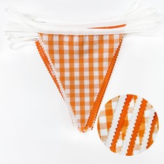 32Ft Orange Party Decorations Orange Buffalo Plaid Checkered White Triangle F…