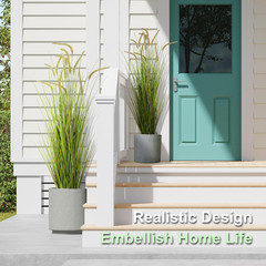KOL Artificial 5ft 2-Pack Horsetail Reed Grass, 59in Tall 5FT, Green