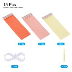 15Pcs Peach Pink, Creamy White, Bright Orange Tassel Garland Banner with Rope