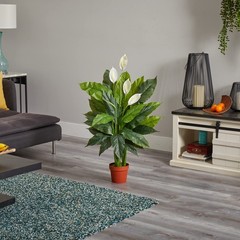 42in Artificial Peace Lily Spathiphyllum, Real 3ft 6in, Green