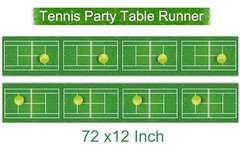 2 Pack Tennis Table Runner Party Supplies Sports Themed Table Cover Birthday