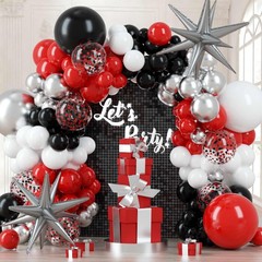 Red and Black Balloons Arch Kit – All-in-1 100Pcs Latex Balloons Gift Set for…