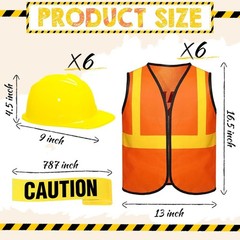 13 Pcs Construction Birthday Party Supplies 6 Kids Construction Vests 6 Kids …