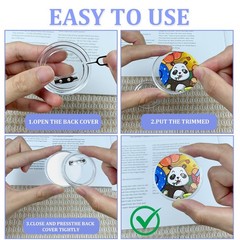 100 Sets 25mm/1 Inch Blank Button Making Supplies Round DIY Badge Button Maker