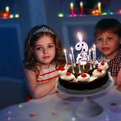 13 Pcs Cow Themed Birthday Candles – 0 to 9 Pink Number 2,