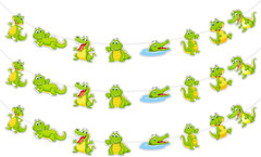 Alligator Garland 3Pcs Crocodile Party Decorations Reptile Themed Garland Banner