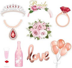 23PCS Photo Booth Props Wedding Pink Team Bride To Be Hen Party Birthday BiG Pak