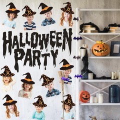 50 PCS Halloween Witch Black Hat Bulletin Board Cutouts Paper Craft Art Decor