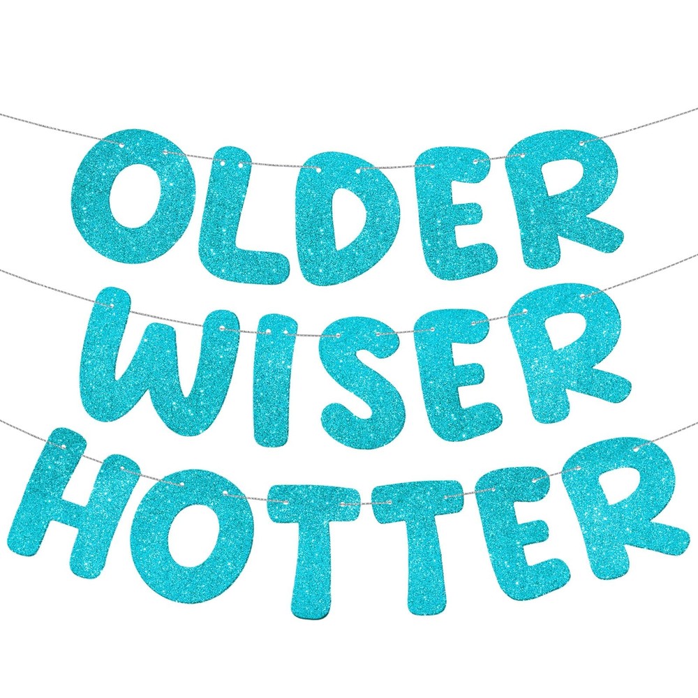 Fulmoon Set of 3 Pre Strung Older Wiser Hotter Glitter Banner Funny Birthday