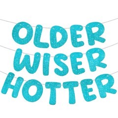 Fulmoon Set of 3 Pre Strung Older Wiser Hotter Glitter Banner Funny Birthday