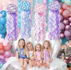 Mermaid Birthday/ Dress Up Crown & Four Jellyfish Paper Lanterns Combo
