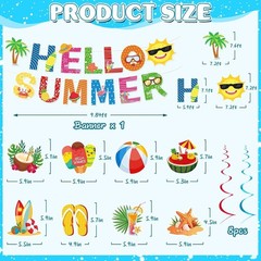 Complete Summer Party Set: Hello Summer Banner, Hanging Swirls & Foil Curtains