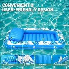 Inflatable Tanning Pool Lounger Float, 71″ x 48″ Large Pool Floats Adult with…