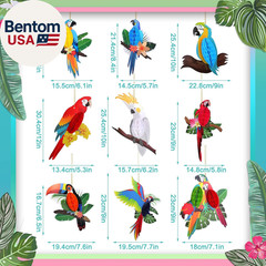 9 Pieces Tropical Birds Honeycomb Paper Cutouts Rio Luau Party Hanging Decoratio