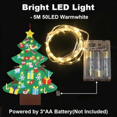 4FT DIY Felt Christmas Tree Set 36pcs Ornaments 5M 50LED String Light Xmas Decor
