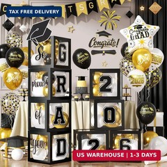 Graduation Decorations Class of 2026-Black and White Graduation Party Decoration