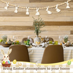 1 Set Easter Mantle Garland 6.56 Ft Wood Bunny Easter Beads Banner Rabbits Hangi