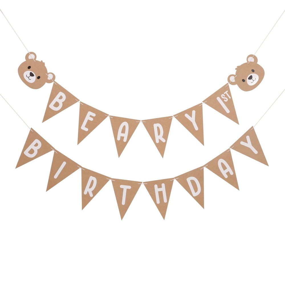 Beary 1st Birthday Banner – Neutral Bear Theme Party Banner, Boy Decoration, …