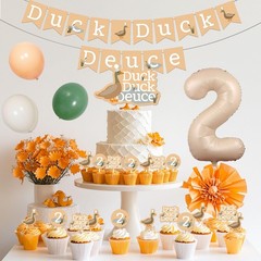 Mallard Duck 2nd Birthday Party Decorations Duck Duck Deuce Banner Backdrop C…