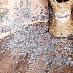 60g Silver Glitter Star Confetti 10mm 6mm Metallic Foil Table Wedding Decor