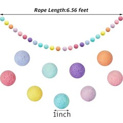 2 Pieces Wool Felt Rainbow Garland Colorful Pom Pom 6.5 ft Long 24 Garland fo…