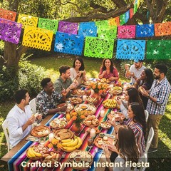 Vibrant Papel Picado Banner – 18 Ft Mexican Fiesta Decoration for All Occasions