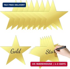EnioyView 15 PCS 11 Inch Large Gold Star Cutouts Double Printed Paper Stars for