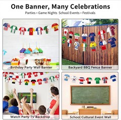 2026 World Cup Soccer Bunting Banner – 50 Pcs International Jersey Shape String