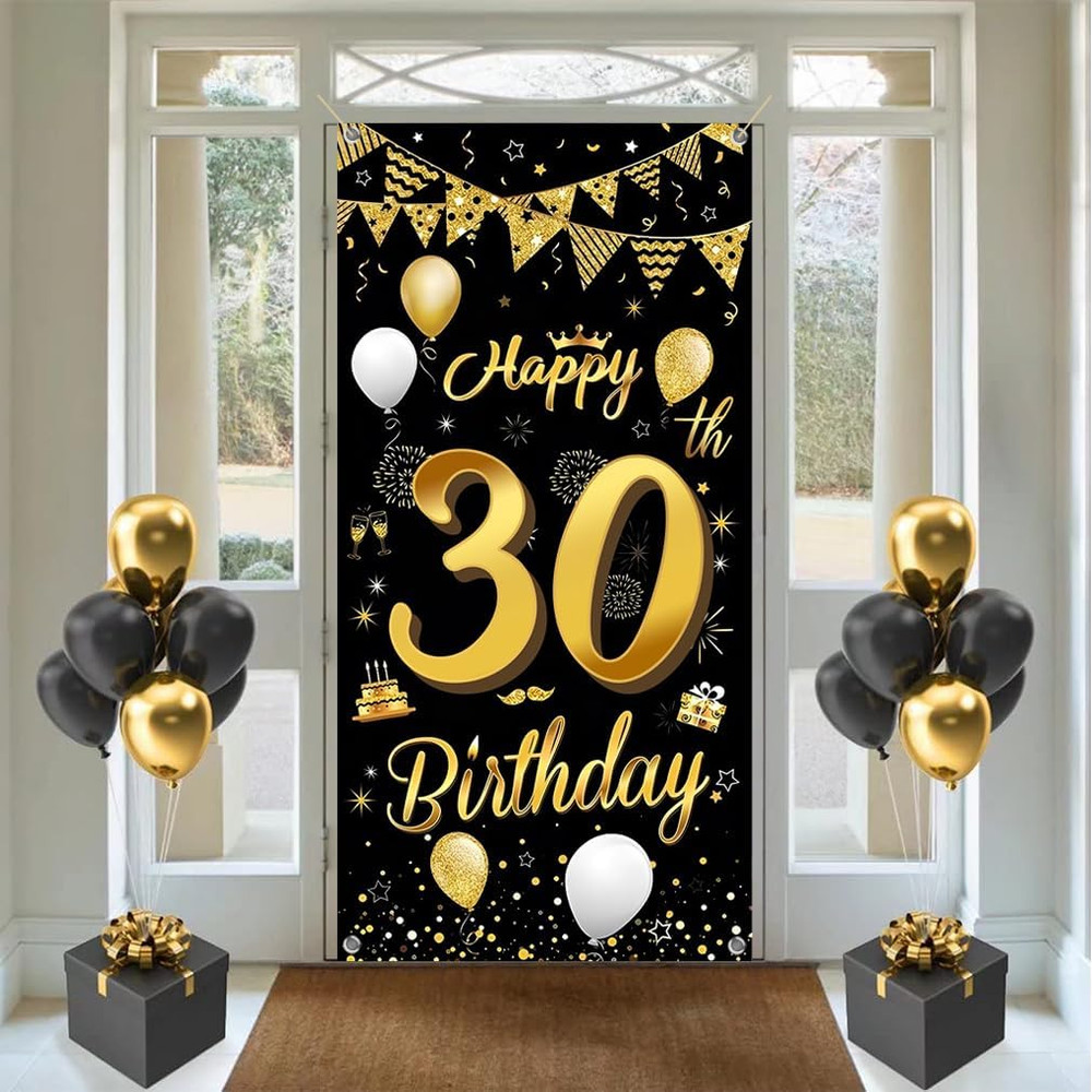30Th Birthday Decoration Background Door Decoration Banner Fabric Sign 30Th Birt