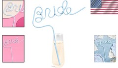 Bride to Be Straw Blue XL Party Drinkware Bachelorette Bridal Shower Gifts