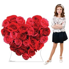 RED ROSES HEART 3′ 6″ Tall CARDBOARD CUTOUT Standup Standee Poster FREE SHIPPING