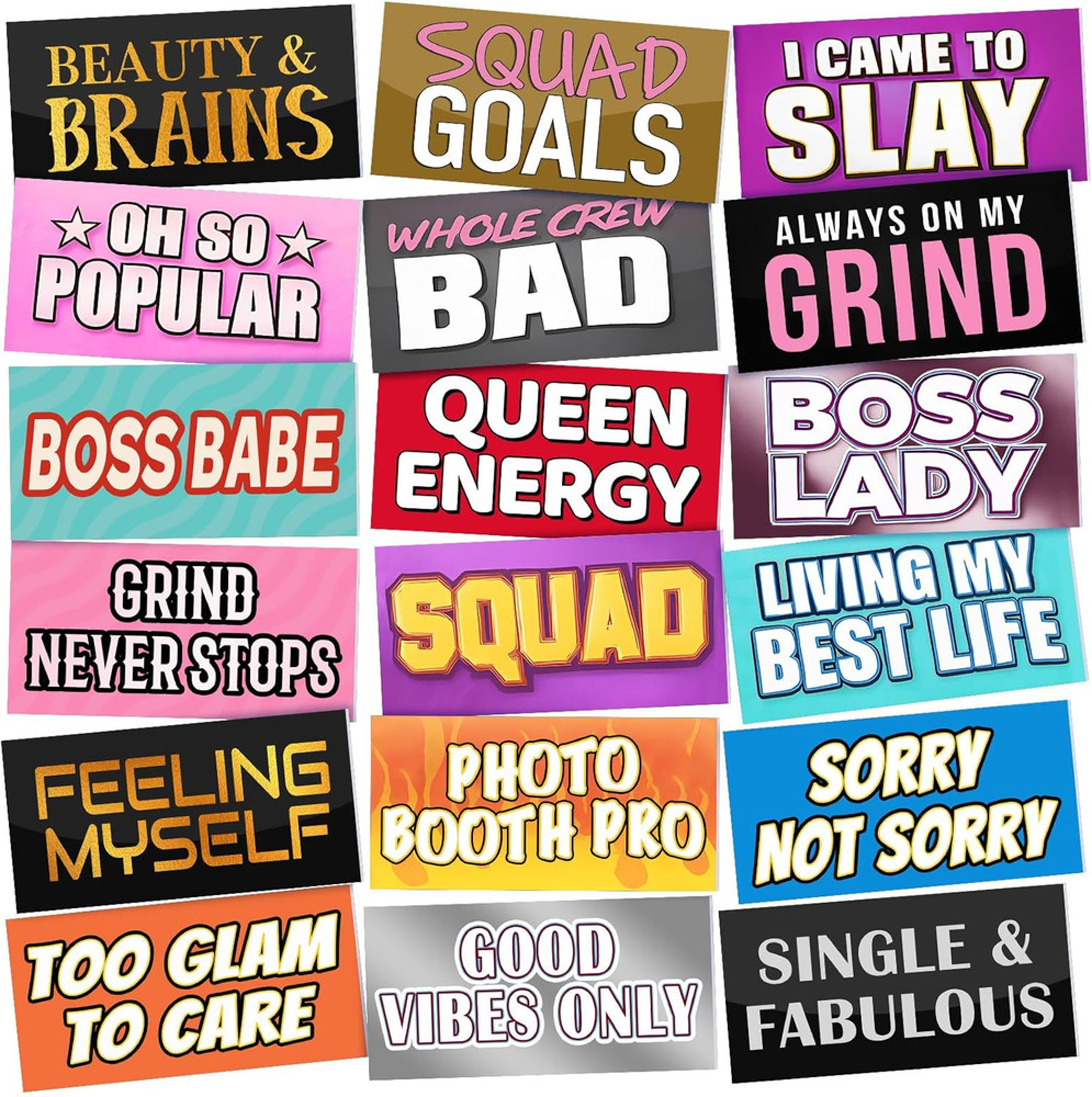 24 Designs Fun Photo Booth Props Fun Photo Booth Sign Decorations Double Sided 1