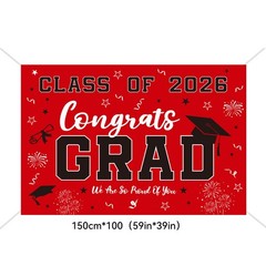 Graduation Decorations 2026 Red Set, Congrats 60 inches by 40 inches,