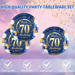 40PCS 70 th Birthday Decorations For Men Navy Blue and Gold Happy Birthday Pa…