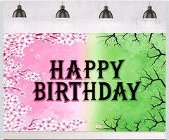 Birthday Party Backdrop Pink Green Black Floral Nature Decoration
