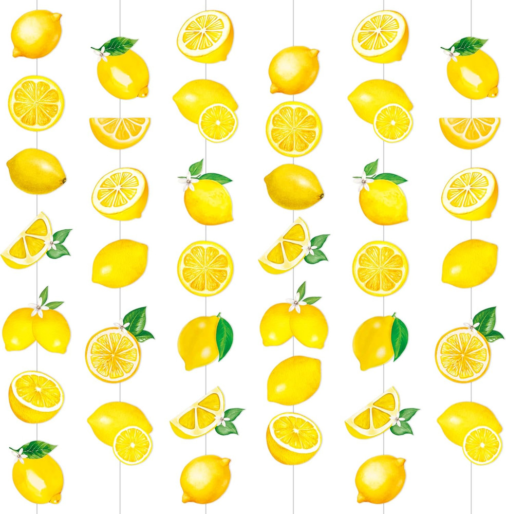 8Pcs Lemon Hanging Garlands Yellow Lemon Birthday Party Decorations Lemonade The
