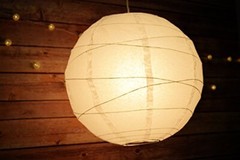 Quasimoon 8″ White Round Paper Lantern, Crisscross Ribbing, Hanging Decoratio…