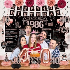 Glamorous Rose Gold 40th Birthday Decorations – 21pcs for Unforgettable Parties