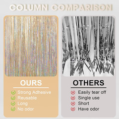3.3 X 6.6 Ft Foil Fringe Backdrop Curtains, Tinsel Streamers Party Decorations,