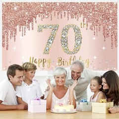 Stunning Rose Gold Pink 70th Birthday Backdrop – Perfect for Photo Booths